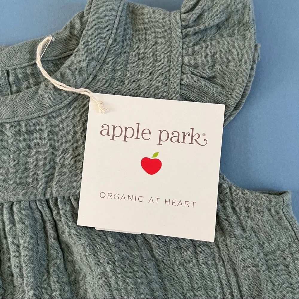 NWT Apple Park Muslin Flutter Sleeve Teal‎ Green Dress